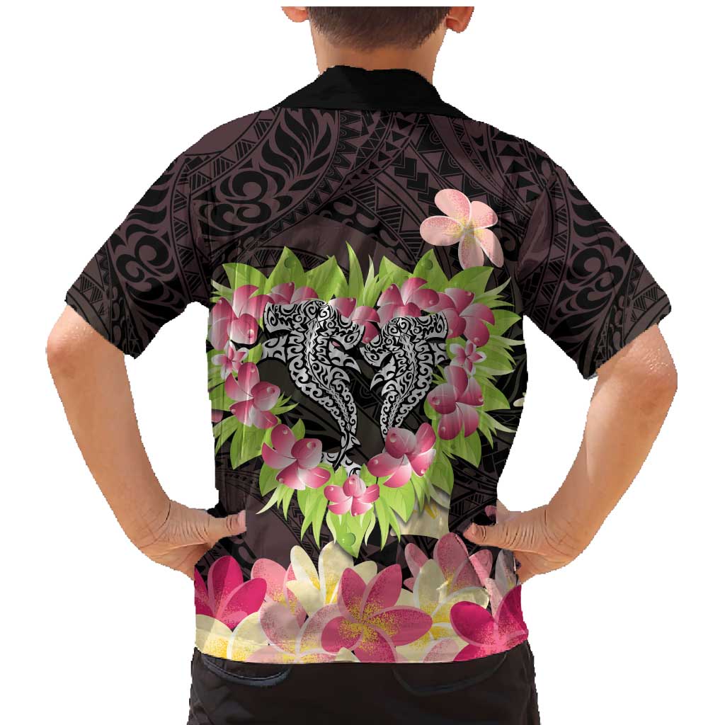 Polynesia Valentine's Day Family Matching Mermaid Dress and Hawaiian Shirt Hammerhead Shark Plumeria With Polynesian Pattern LT14 - Polynesian Pride