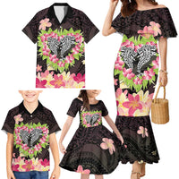 Polynesia Valentine's Day Family Matching Mermaid Dress and Hawaiian Shirt Hammerhead Shark Plumeria With Polynesian Pattern LT14 - Polynesian Pride
