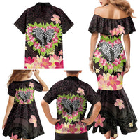 Polynesia Valentine's Day Family Matching Mermaid Dress and Hawaiian Shirt Hammerhead Shark Plumeria With Polynesian Pattern LT14 - Polynesian Pride