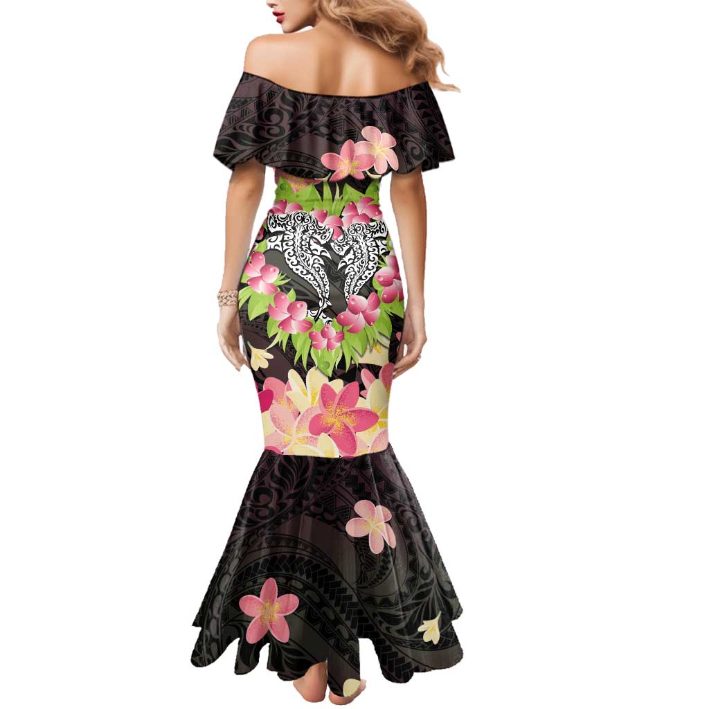 Polynesia Valentine's Day Family Matching Mermaid Dress and Hawaiian Shirt Hammerhead Shark Plumeria With Polynesian Pattern LT14 - Polynesian Pride