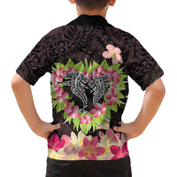 Polynesia Valentine's Day Family Matching Off The Shoulder Long Sleeve Dress and Hawaiian Shirt Hammerhead Shark Plumeria With Polynesian Pattern LT14 - Polynesian Pride