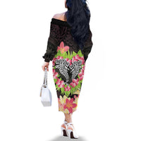 Polynesia Valentine's Day Family Matching Off The Shoulder Long Sleeve Dress and Hawaiian Shirt Hammerhead Shark Plumeria With Polynesian Pattern LT14 - Polynesian Pride