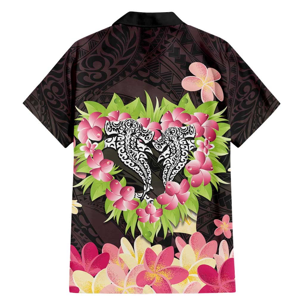 Polynesia Valentine's Day Family Matching Tank Maxi Dress and Hawaiian Shirt Hammerhead Shark Plumeria With Polynesian Pattern LT14 - Polynesian Pride
