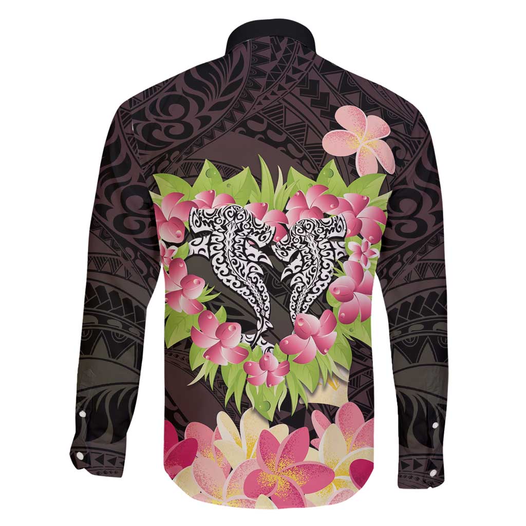 Polynesia Valentine's Day Family Matching Tank Maxi Dress and Hawaiian Shirt Hammerhead Shark Plumeria With Polynesian Pattern LT14 - Polynesian Pride