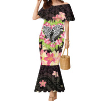 Polynesia Valentine's Day Mermaid Dress Hammerhead Shark Plumeria With Polynesian Pattern LT14 Women Black - Polynesian Pride