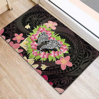 Polynesia Valentine's Day Rubber Doormat Hammerhead Shark Plumeria With Polynesian Pattern