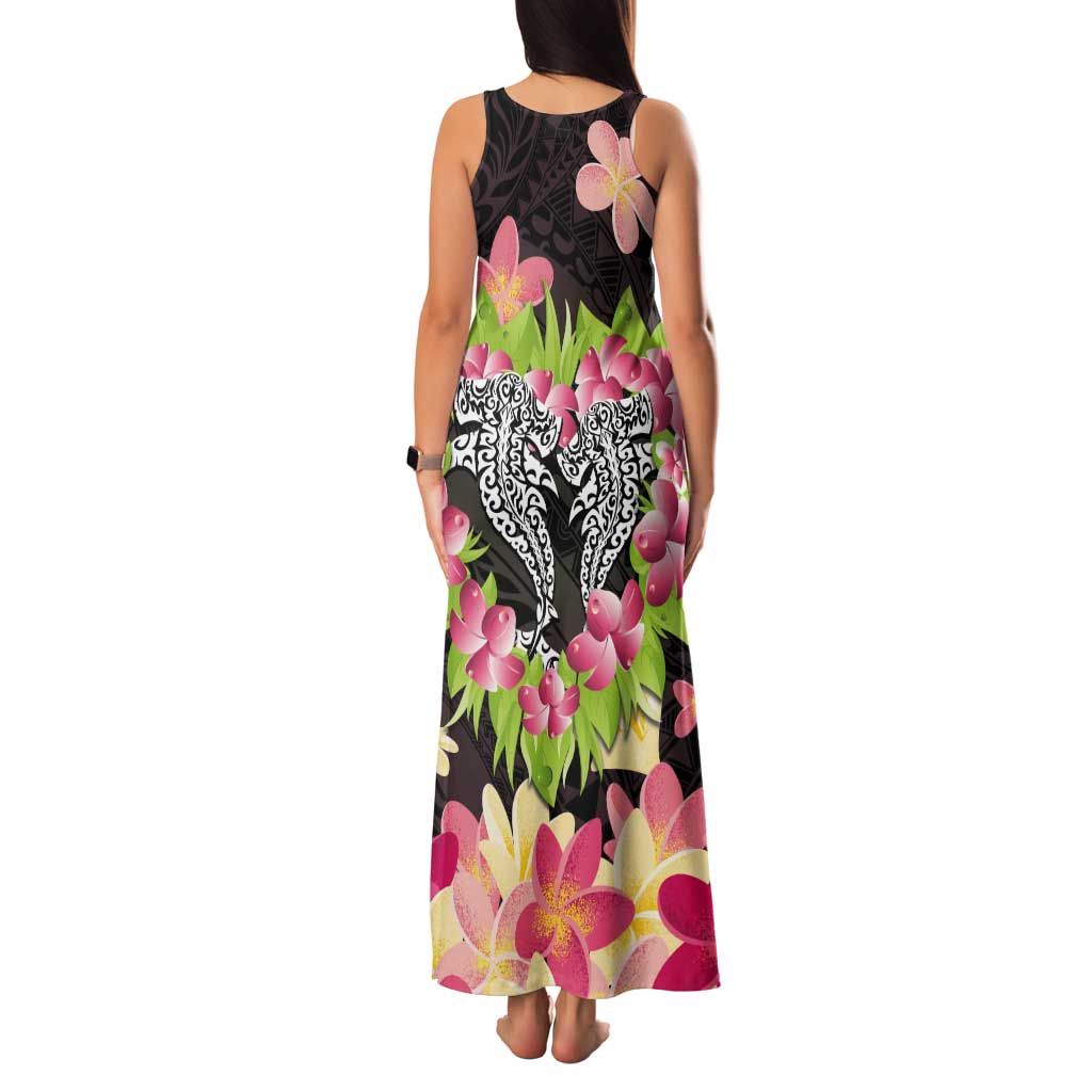 Polynesia Valentine's Day Tank Maxi Dress Hammerhead Shark Plumeria With Polynesian Pattern LT14 - Polynesian Pride