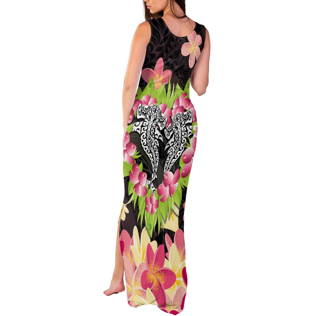 Polynesia Valentine's Day Tank Maxi Dress Hammerhead Shark Plumeria With Polynesian Pattern LT14 - Polynesian Pride