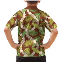 Brown Hawaii Plumeria Lei With Tropical Leaves Family Matching Mermaid Dress and Hawaiian Shirt LT14 - Polynesian Pride