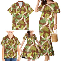 Brown Hawaii Plumeria Lei With Tropical Leaves Family Matching Mermaid Dress and Hawaiian Shirt LT14 - Polynesian Pride