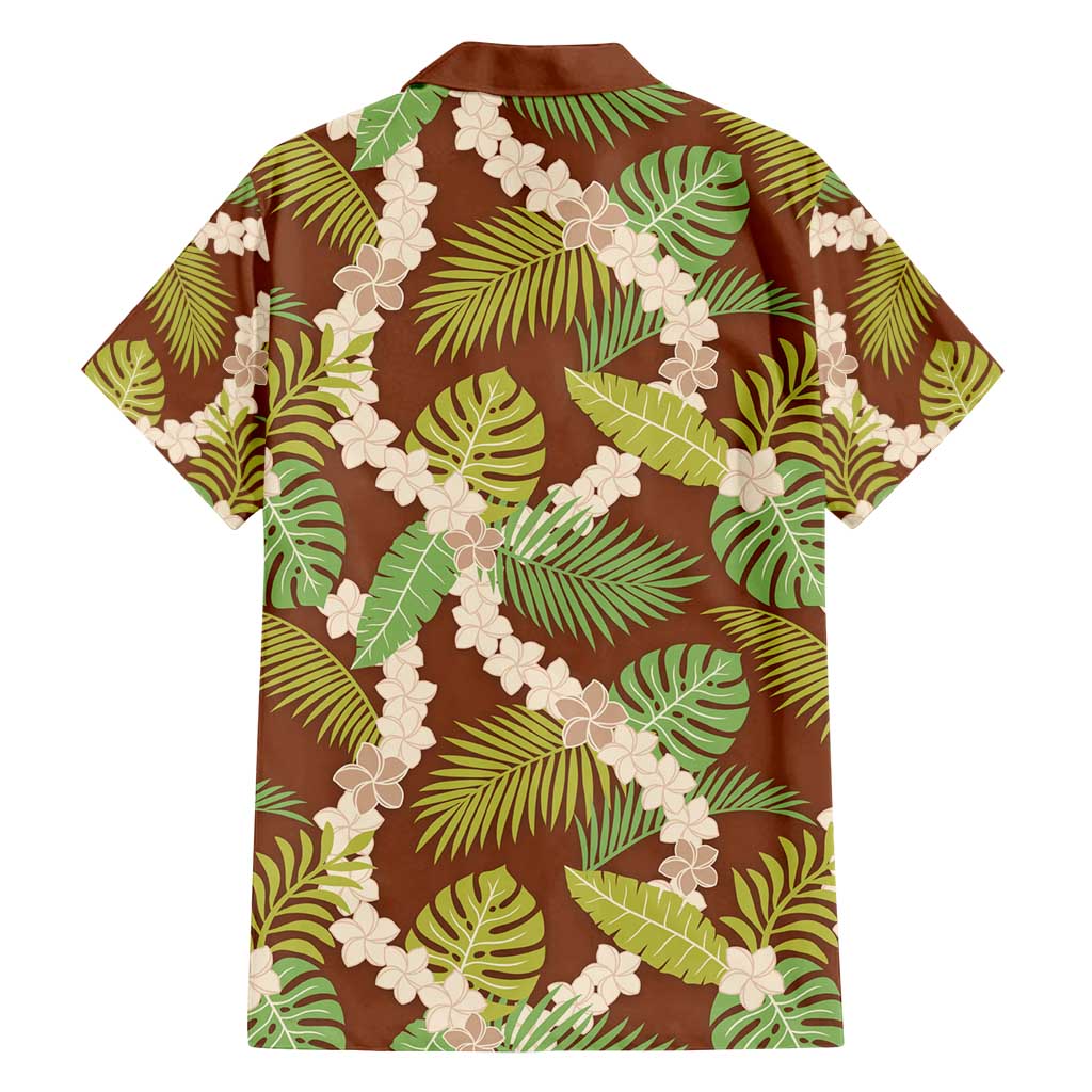 Brown Hawaii Plumeria Lei With Tropical Leaves Family Matching Puletasi and Hawaiian Shirt LT14 - Polynesian Pride