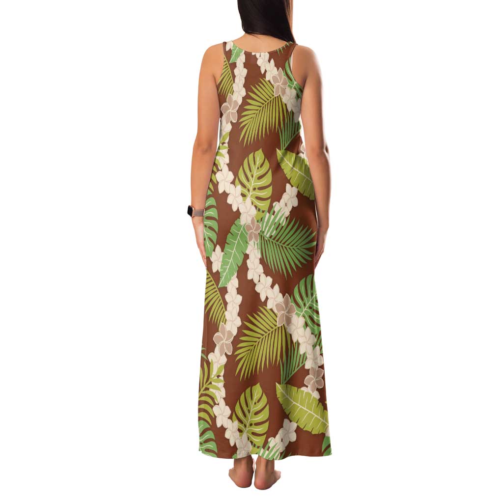 Brown Hawaii Plumeria Lei With Tropical Leaves Family Matching Tank Maxi Dress and Hawaiian Shirt LT14 - Polynesian Pride