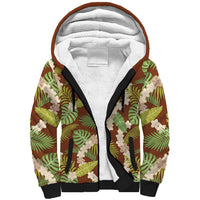 Brown Hawaii Plumeria Lei With Tropical Leaves Sherpa Hoodie LT14 Unisex Brown - Polynesian Pride