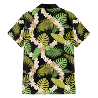 Black Hawaii Plumeria Lei With Tropical Leaves Family Matching Off Shoulder Maxi Dress and Hawaiian Shirt LT14 - Polynesian Pride