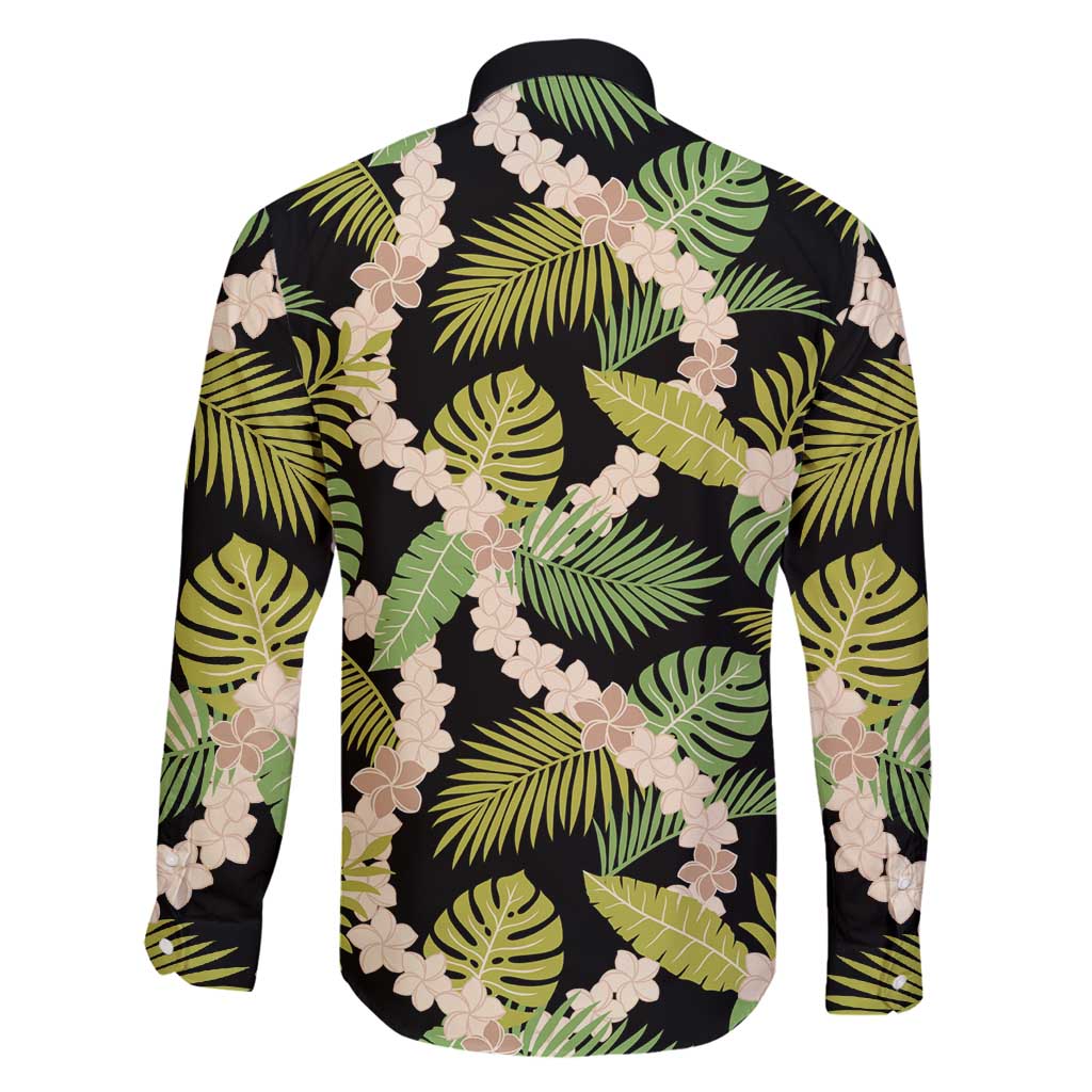 Black Hawaii Plumeria Lei With Tropical Leaves Family Matching Puletasi and Hawaiian Shirt LT14 - Polynesian Pride