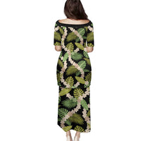 Black Hawaii Plumeria Lei With Tropical Leaves Family Matching Puletasi and Hawaiian Shirt LT14 - Polynesian Pride