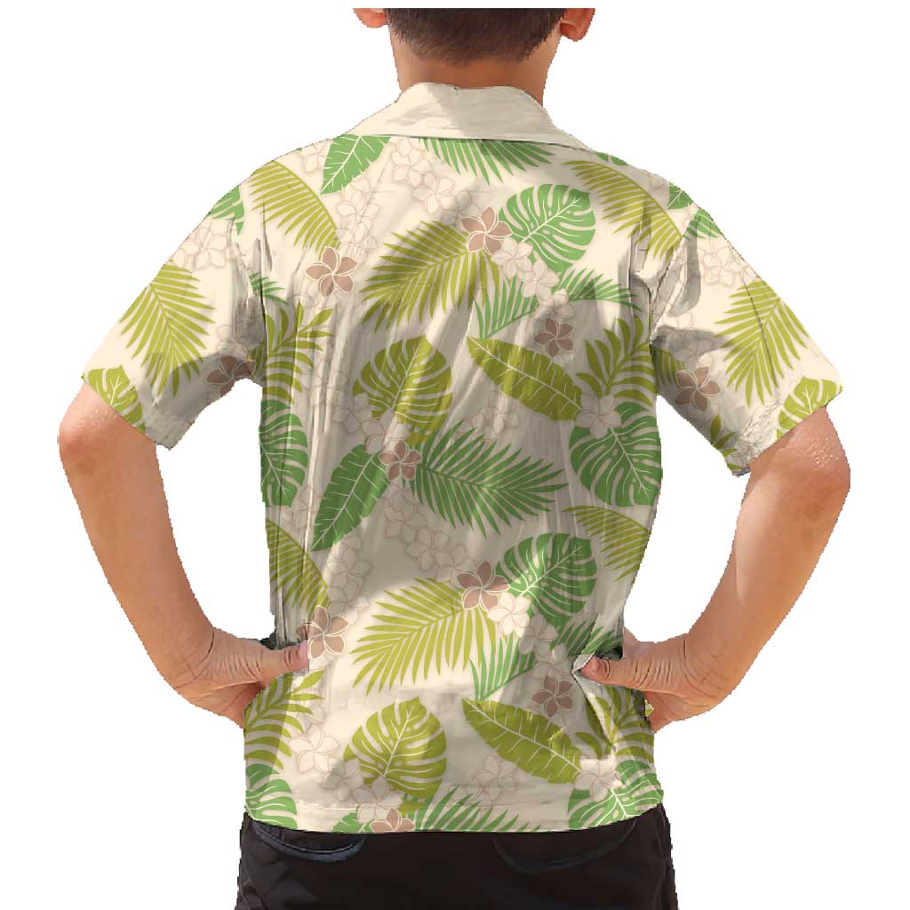 Beige Hawaii Plumeria Lei With Tropical Leaves Family Matching Mermaid Dress and Hawaiian Shirt LT14 - Polynesian Pride