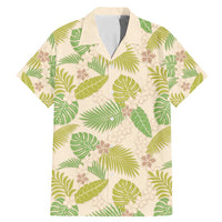 Beige Hawaii Plumeria Lei With Tropical Leaves Family Matching Mermaid Dress and Hawaiian Shirt LT14 Dad's Shirt - Short Sleeve Beige - Polynesian Pride