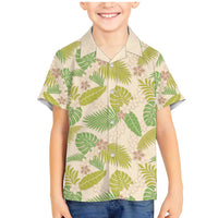 Beige Hawaii Plumeria Lei With Tropical Leaves Family Matching Mermaid Dress and Hawaiian Shirt LT14 Son's Shirt Beige - Polynesian Pride