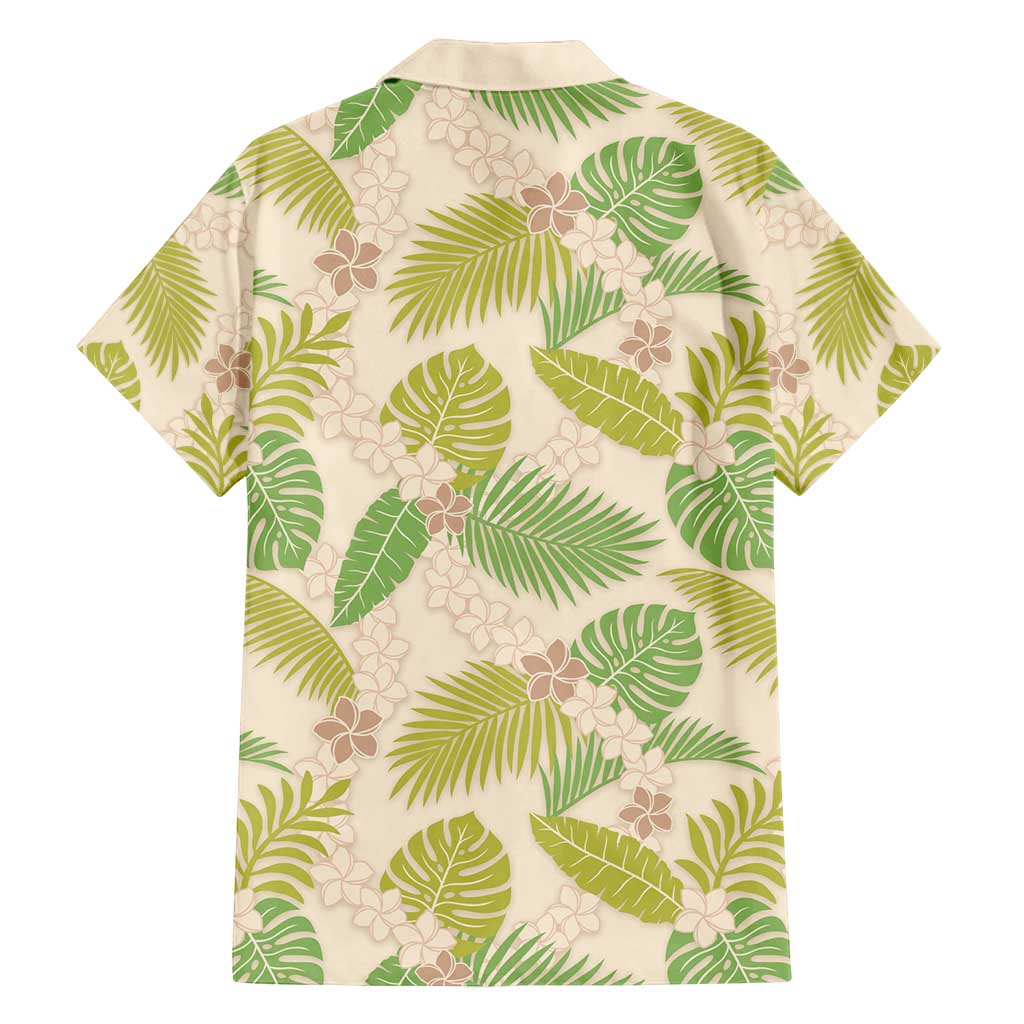 Beige Hawaii Plumeria Lei With Tropical Leaves Family Matching Tank Maxi Dress and Hawaiian Shirt LT14 - Polynesian Pride