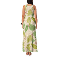 Beige Hawaii Plumeria Lei With Tropical Leaves Family Matching Tank Maxi Dress and Hawaiian Shirt LT14 - Polynesian Pride