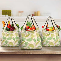 Beige Hawaii Plumeria Lei With Tropical Leaves Grocery Bag