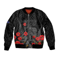 Personalised New Zealand ANZAC Day Bomber Jacket Lest We Forget Soldier Memorial LT15 Unisex Black - Polynesian Pride