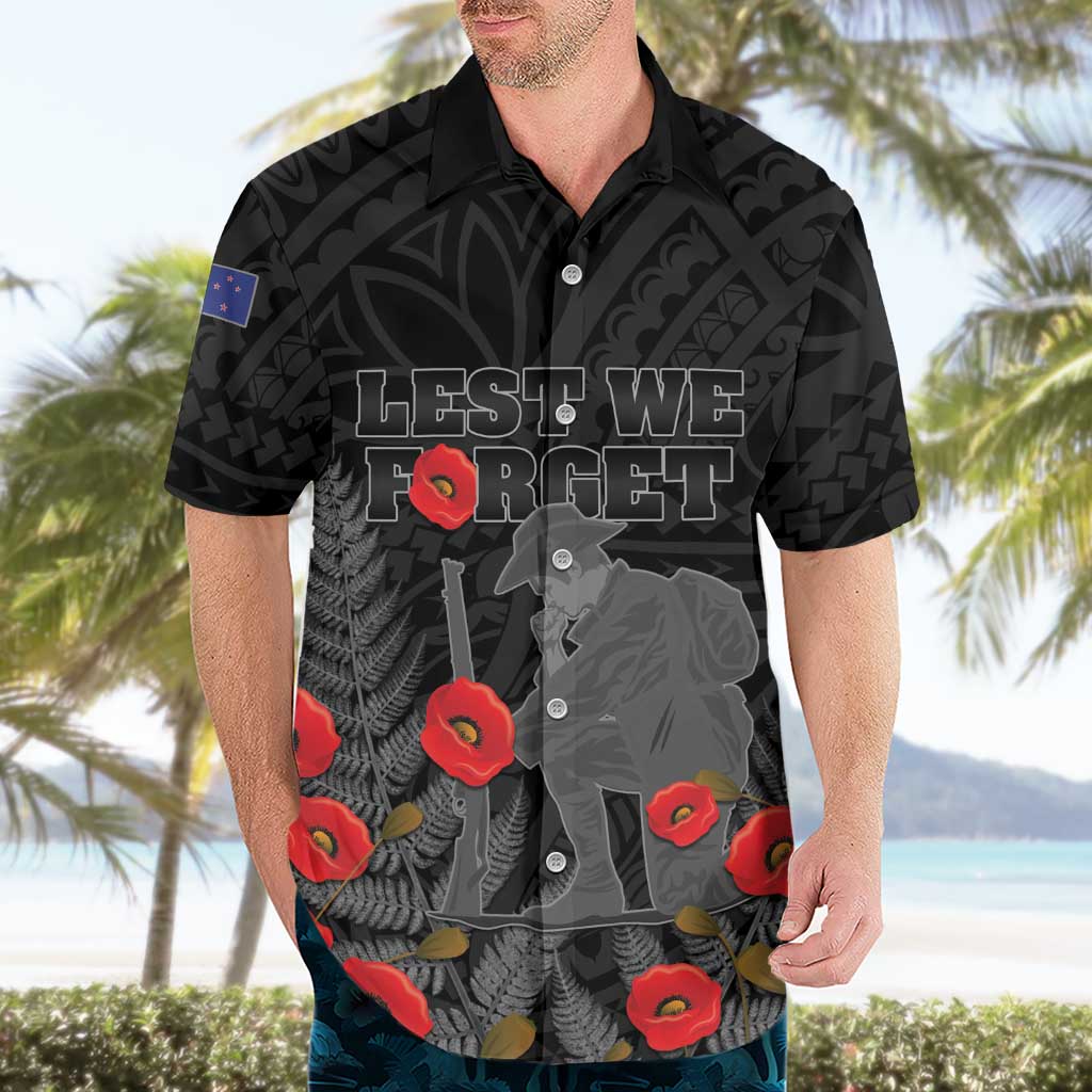 Personalised New Zealand ANZAC Day Hawaiian Shirt Lest We Forget Soldier Memorial LT15 - Polynesian Pride