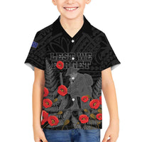 Personalised New Zealand ANZAC Day Kid Hawaiian Shirt Lest We Forget Soldier Memorial LT15 Kid Black - Polynesian Pride