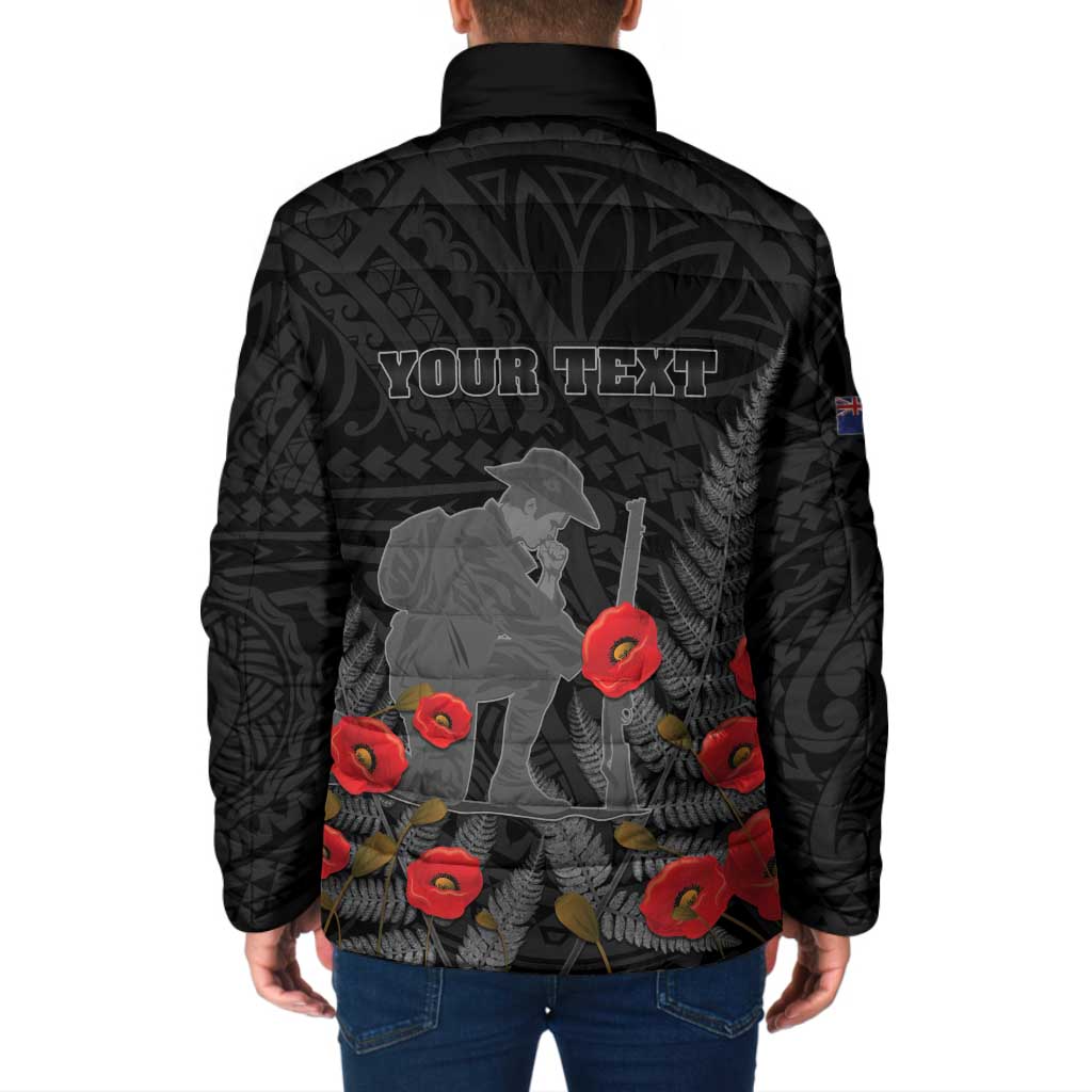 Personalised New Zealand ANZAC Day Padded Jacket Lest We Forget Soldier Memorial