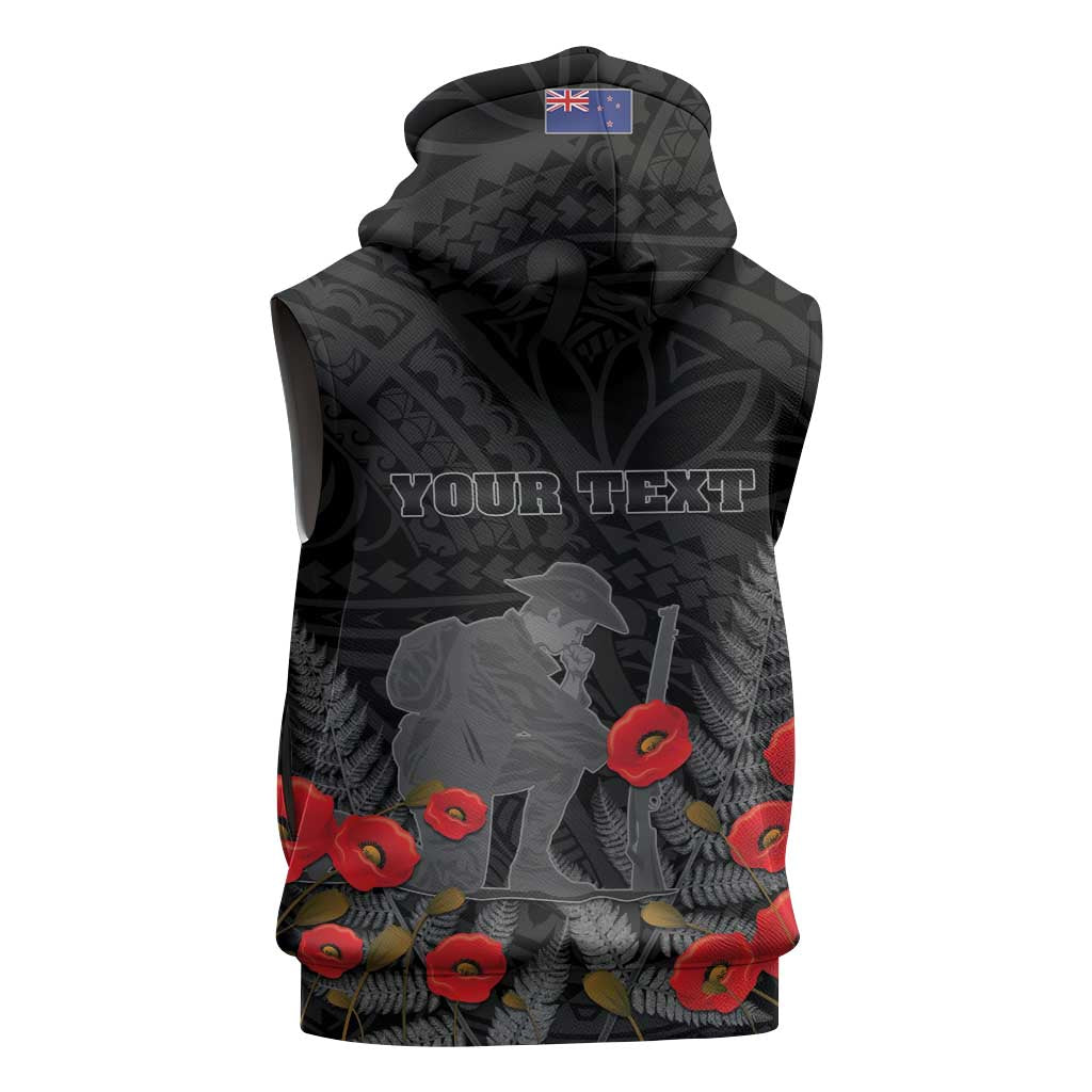 Personalised New Zealand ANZAC Day Sleeveless Zip Hoodie Lest We Forget Soldier Memorial LT15 - Polynesian Pride