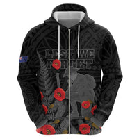 Personalised New Zealand ANZAC Day Zip Hoodie Lest We Forget Soldier Memorial LT15 - Polynesian Pride
