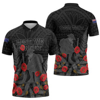 Personalised New Zealand ANZAC Day Zipper Polo Shirt Lest We Forget Soldier Memorial LT15 - Polynesian Pride