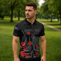 Personalised New Zealand ANZAC Day Zipper Polo Shirt Lest We Forget Soldier Memorial LT15 - Polynesian Pride