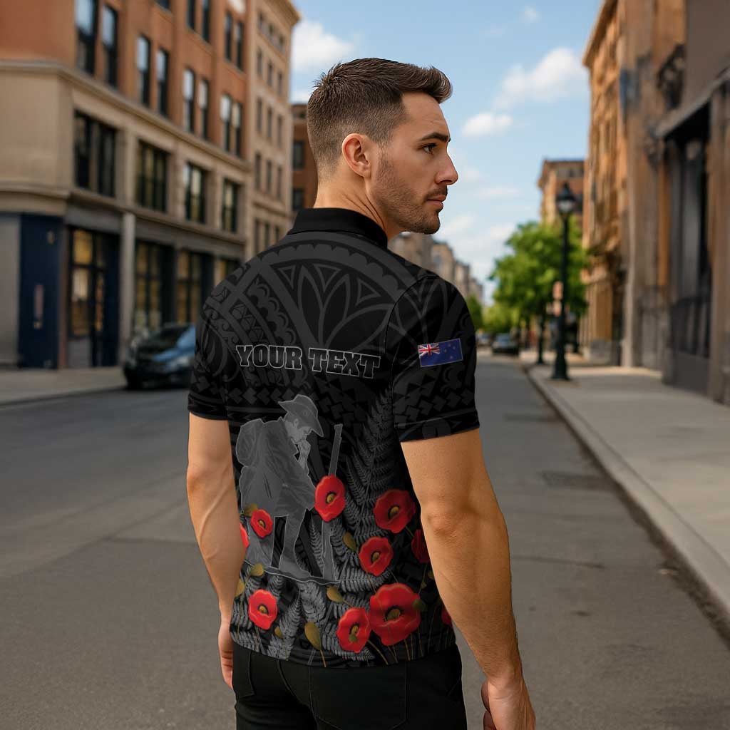 Personalised New Zealand ANZAC Day Zipper Polo Shirt Lest We Forget Soldier Memorial LT15 - Polynesian Pride