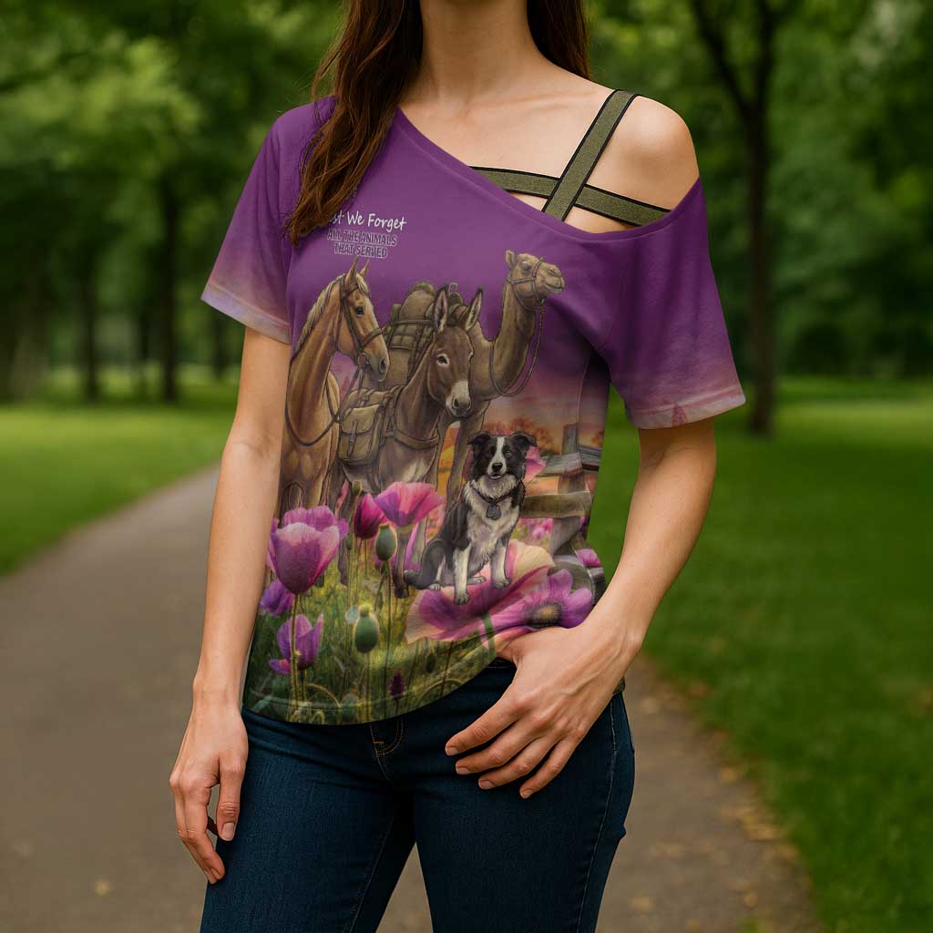 ANZAC Day Cross Shoulder Shirt Lest We Forget The Animals Of War