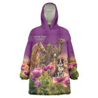 ANZAC Day Wearable Blanket Hoodie Lest We Forget The Animals Of War LT15 One Size Purple - Polynesian Pride
