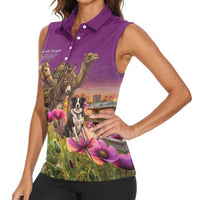 ANZAC Day Women Sleeveless Polo Shirt Lest We Forget The Animals Of War LT15 - Polynesian Pride