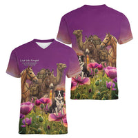 ANZAC Day Women V-Neck T-Shirt Lest We Forget The Animals Of War