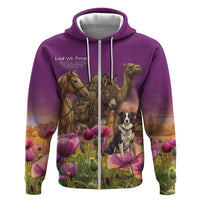 ANZAC Day Zip Hoodie Lest We Forget The Animals Of War