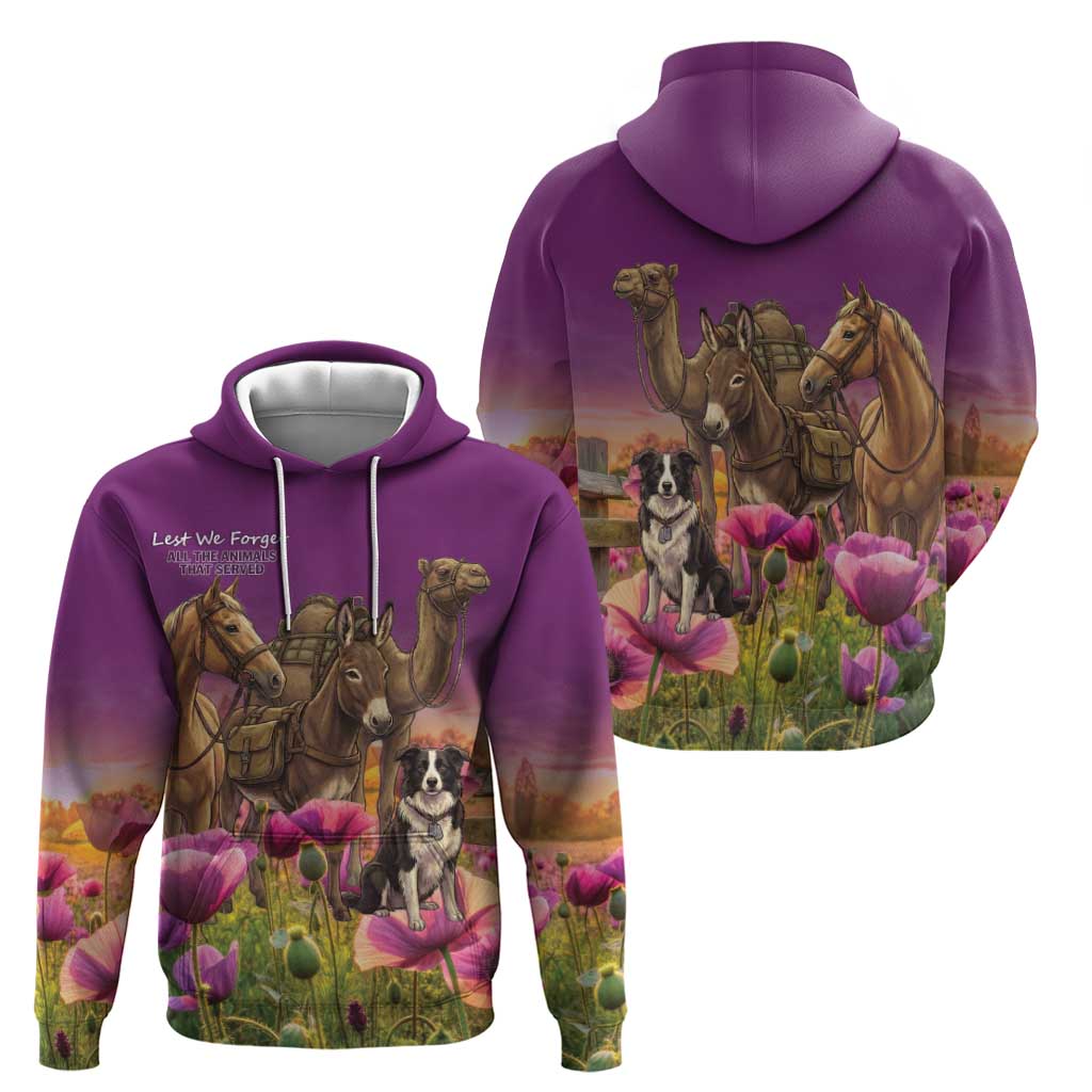 ANZAC Day Zip Hoodie Lest We Forget The Animals Of War