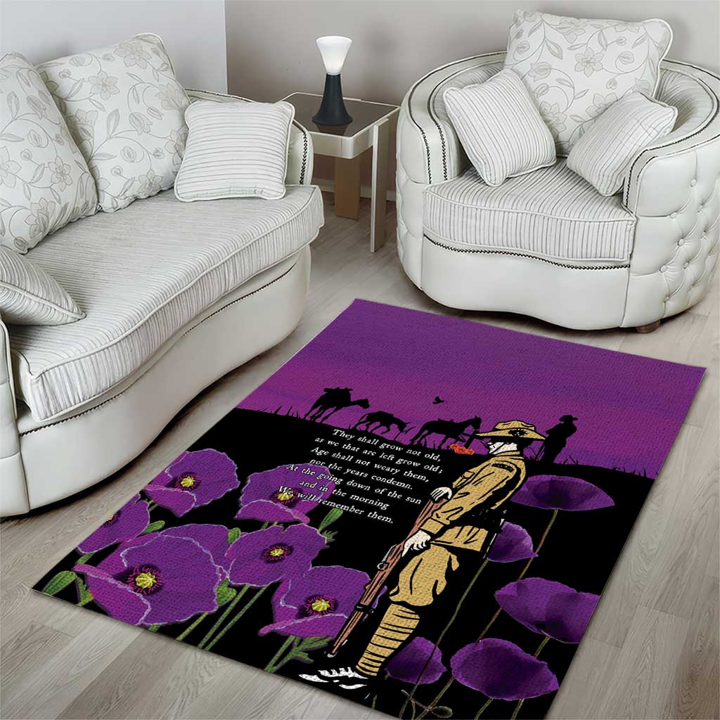 ANZAC Soldier and War Animals Area Rug We Will Remember Them