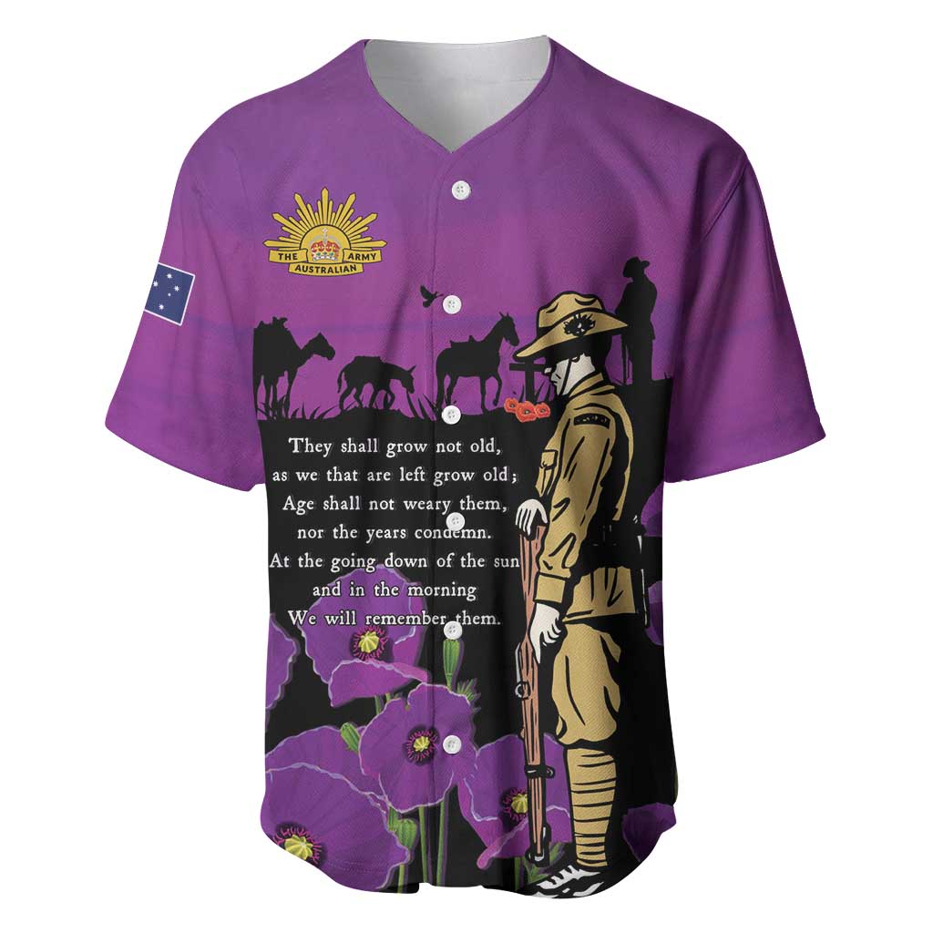 ANZAC Soldier and War Animals Baseball Jersey We Will Remember Them