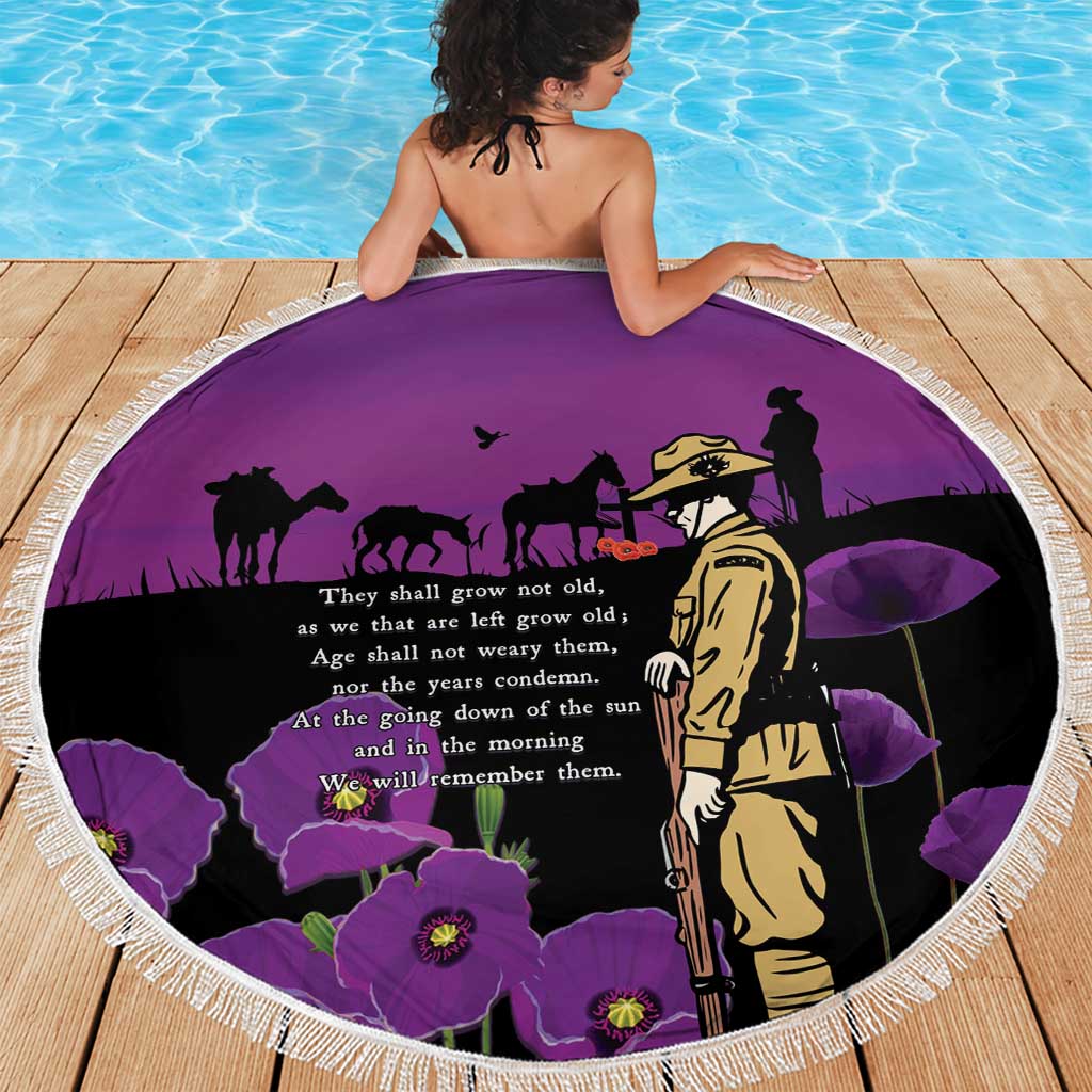 ANZAC Soldier and War Animals Beach Blanket We Will Remember Them