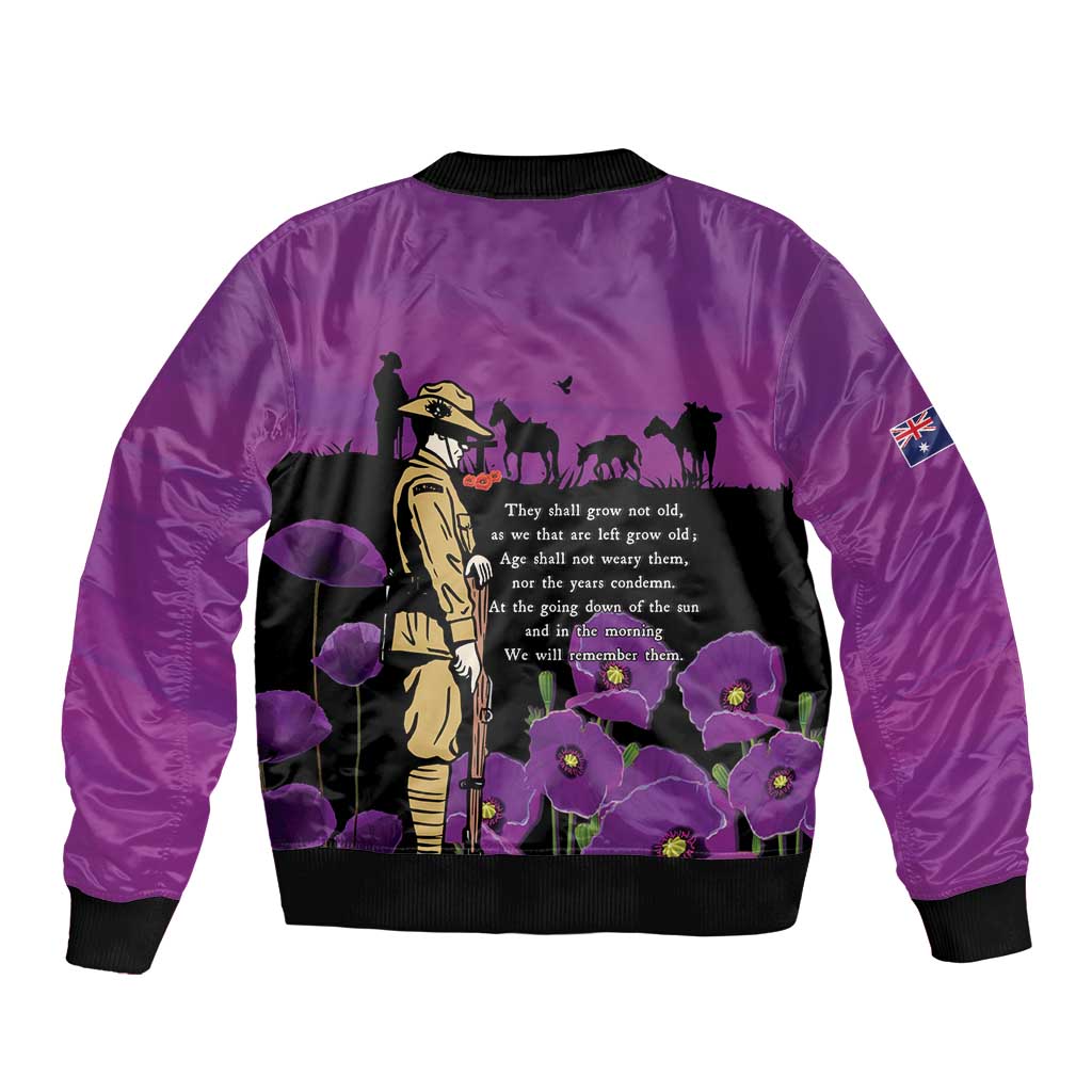 ANZAC Soldier and War Animals Bomber Jacket We Will Remember Them