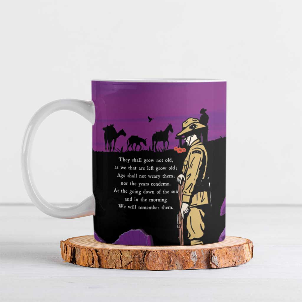 ANZAC Soldier and War Animals Ceramic Mug We Will Remember Them
