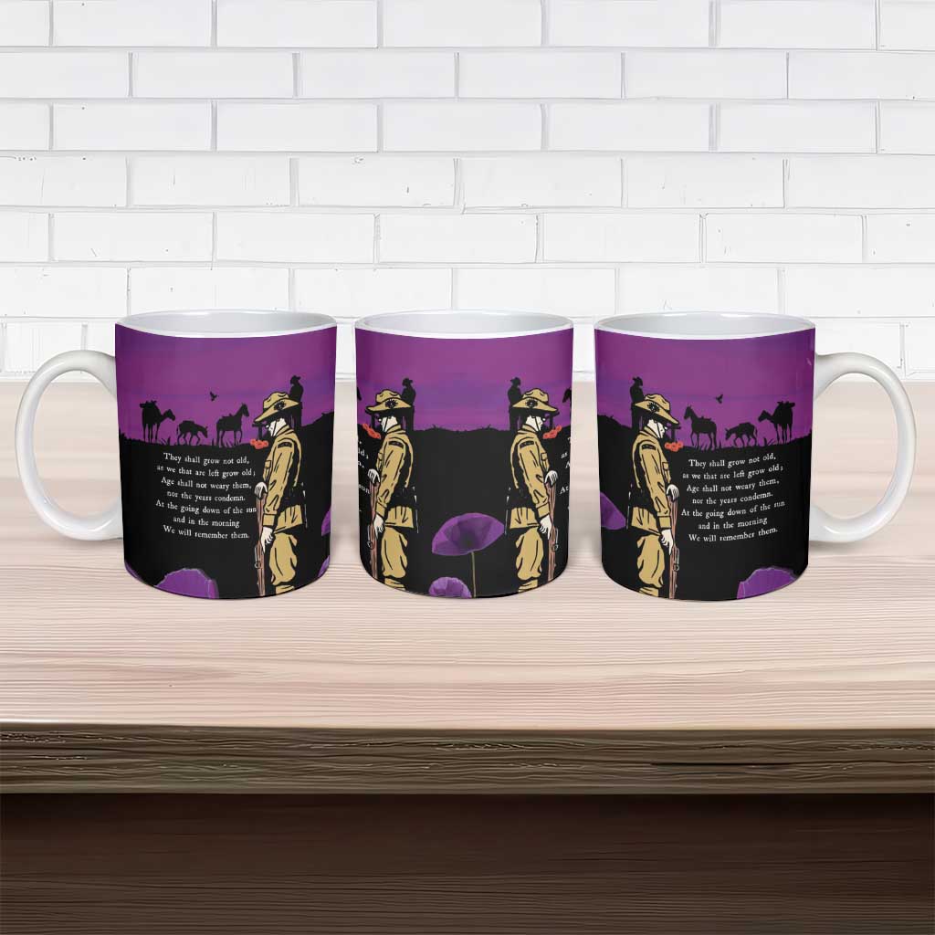 ANZAC Soldier and War Animals Ceramic Mug We Will Remember Them