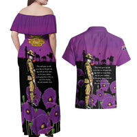 ANZAC Soldier and War Animals Couples Matching Off Shoulder Maxi Dress and Hawaiian Shirt We Will Remember Them