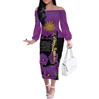 ANZAC Soldier and War Animals Family Matching Off The Shoulder Long Sleeve Dress and Hawaiian Shirt We Will Remember Them LT15 Mom's Dress Purple - Polynesian Pride
