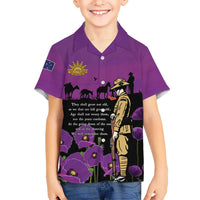 ANZAC Soldier and War Animals Family Matching Off Shoulder Short Dress and Hawaiian Shirt We Will Remember Them LT15 Son's Shirt Purple - Polynesian Pride
